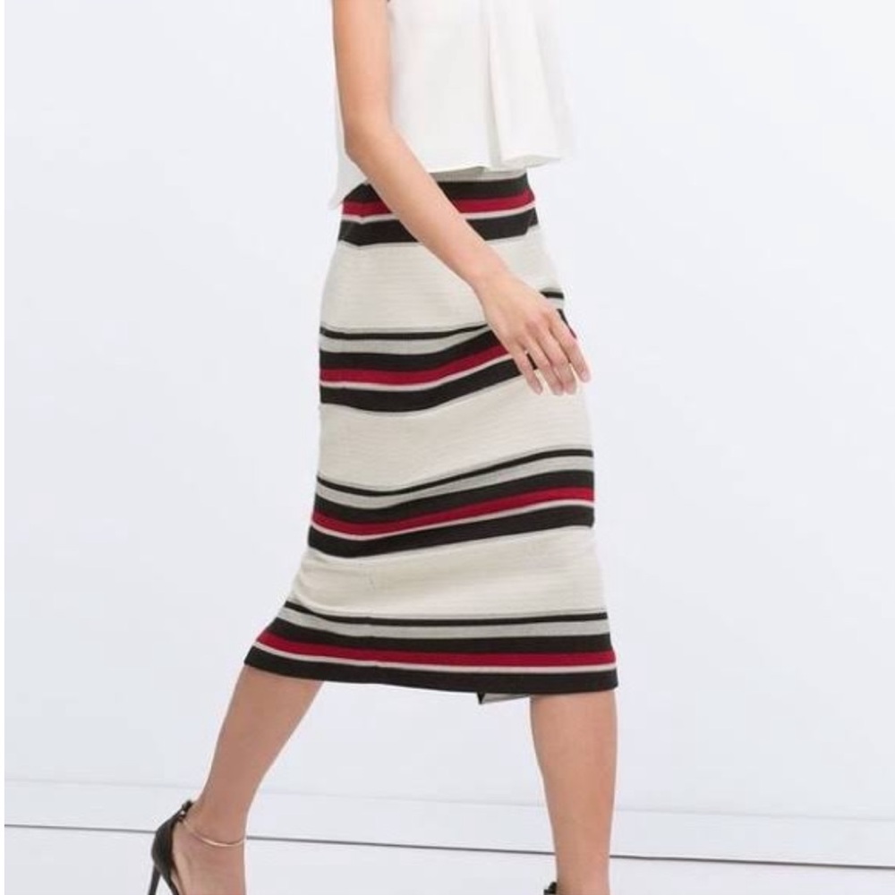 Zara stripped midi skirt